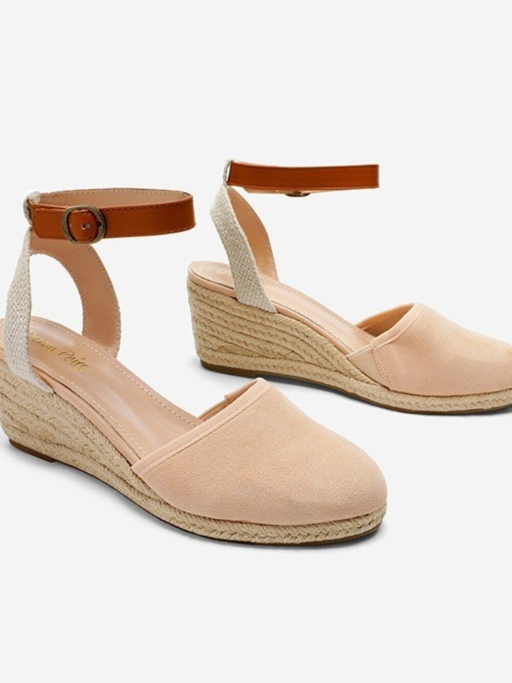 Dream Pairs Nude Amanda Closed Toe Espadrille Wedge Sandals Size 8.5